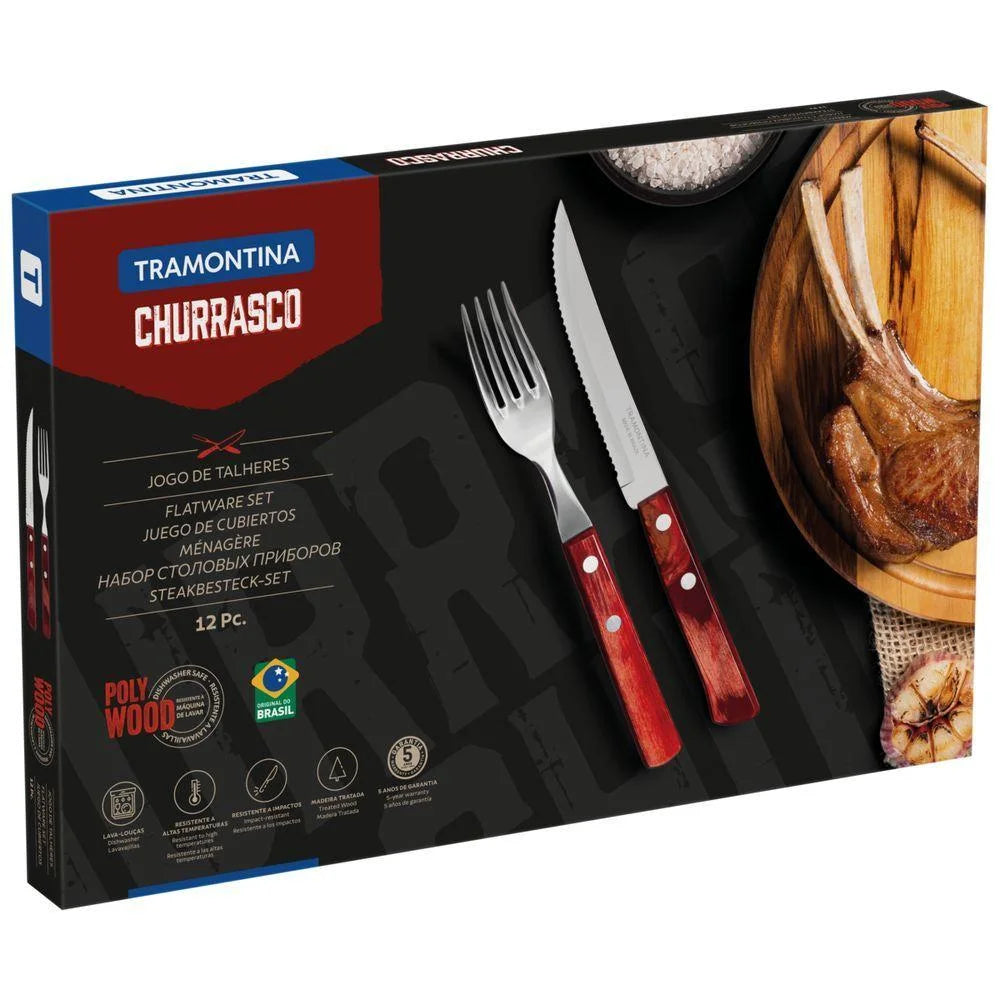 Tramontina 12-piece stainless steel barbecue flatware set